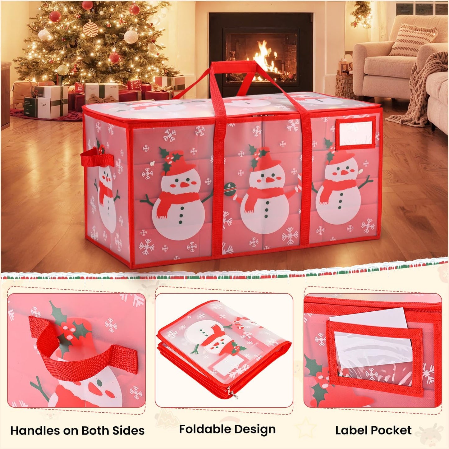 Regine Switzerland Christmas Ornament Storage Box - Waterproof Organizer with Adjustable Dividers | Holds 128 Ornaments