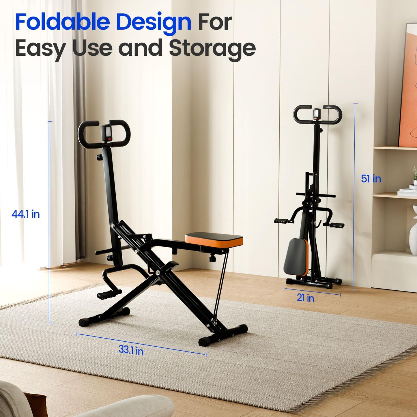 Canisflax Deep Squat Machine Trainer, Rowing Machine for Home, Easy Setup & Foldable Exercise Equipment with Adjustable Resistance, Glute Trainer Machine, Abs & Leg Home Workout Machine