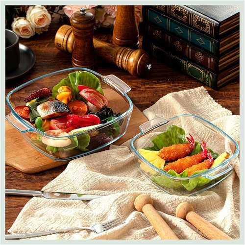 Maxcheck Glass Casserole Dish Set - 2 Pieces with Lids | 0.8L & 1.5L Oven-Safe Cookware for Home & Party