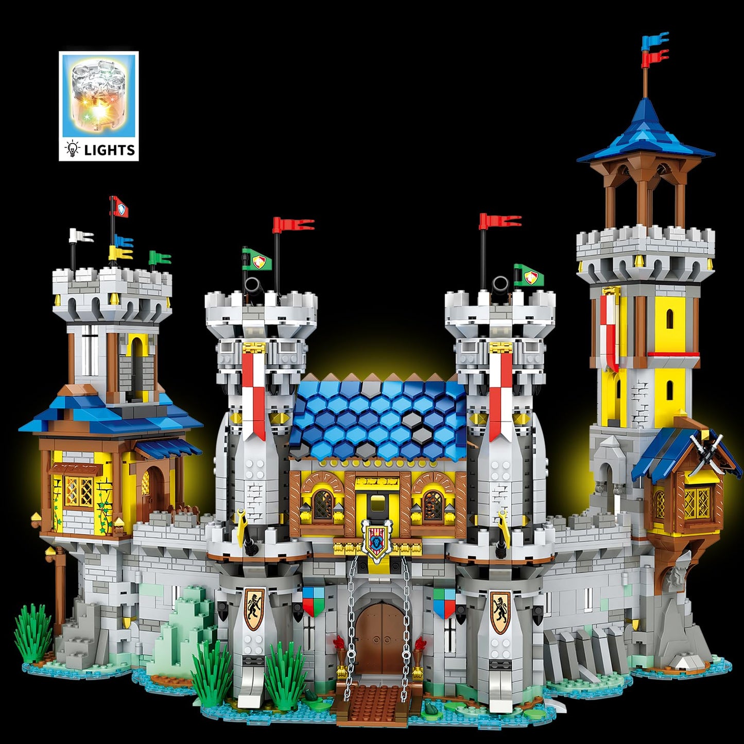 ZenithFlow Medieval Castle Building Blocks Kit, Retro European Castle Lighting Building Set for Adults, Architecture House Model Idea Gifts Home Decoration 2599 PCS