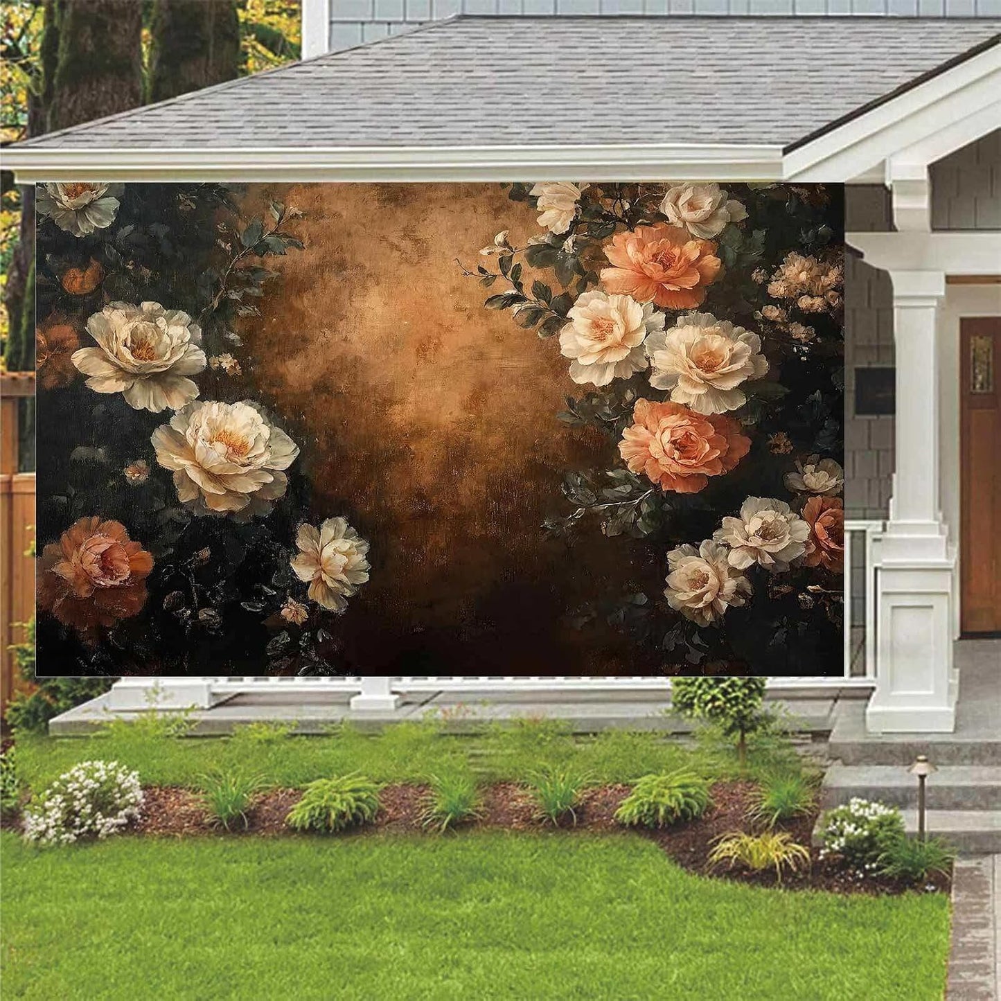 Drgilau 12X10ft Brown-2 Vintage Floral Photography Backdrop, Retro Oil Painting Flowers Photography Backdrop Abstract