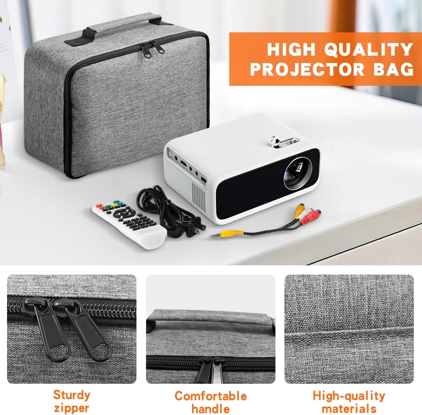 (ID:10.4*8.8*5in) Grekos Projector Carrying Bag,Projector Carrying Case for Accessories,Portable Carrying Bag