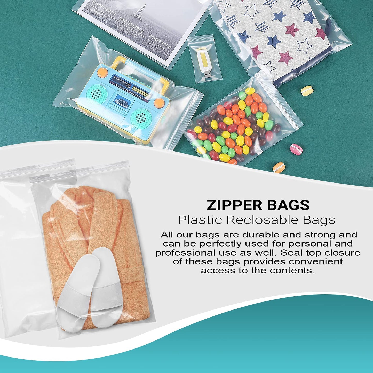 APQ Supply Jumbo Zipper Bags 12 x 18, Clear Poly Bags with Single Track Seal, 2 Mil Thickness, Pack of 1000, Large Plastic Bag for Packing Storing and Food Service