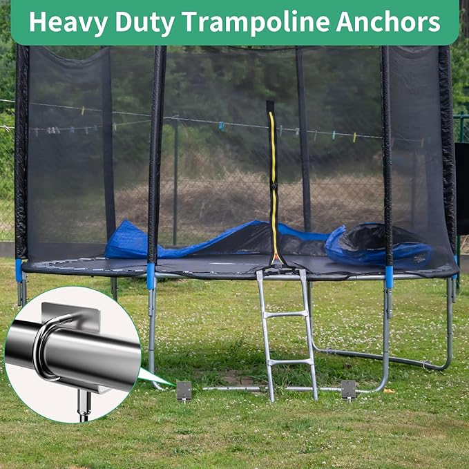Phopich Multi-Purpose Ground Anchors Screw in, Fully Welded Heavy Duty Trampoline Stakes with Brackets, T-Wrench and Adapter for Drill, Earth Anchor kit for Mobile Home, Trampoline, Shed