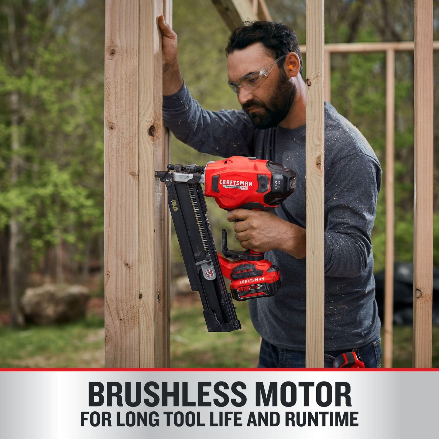 CRAFTSMAN V20 Cordless Framing Nailer, Nail Gun, 21 Degree, up to 3-1/4 inch Nails, Bare Tool Only (CMCN621PLB)