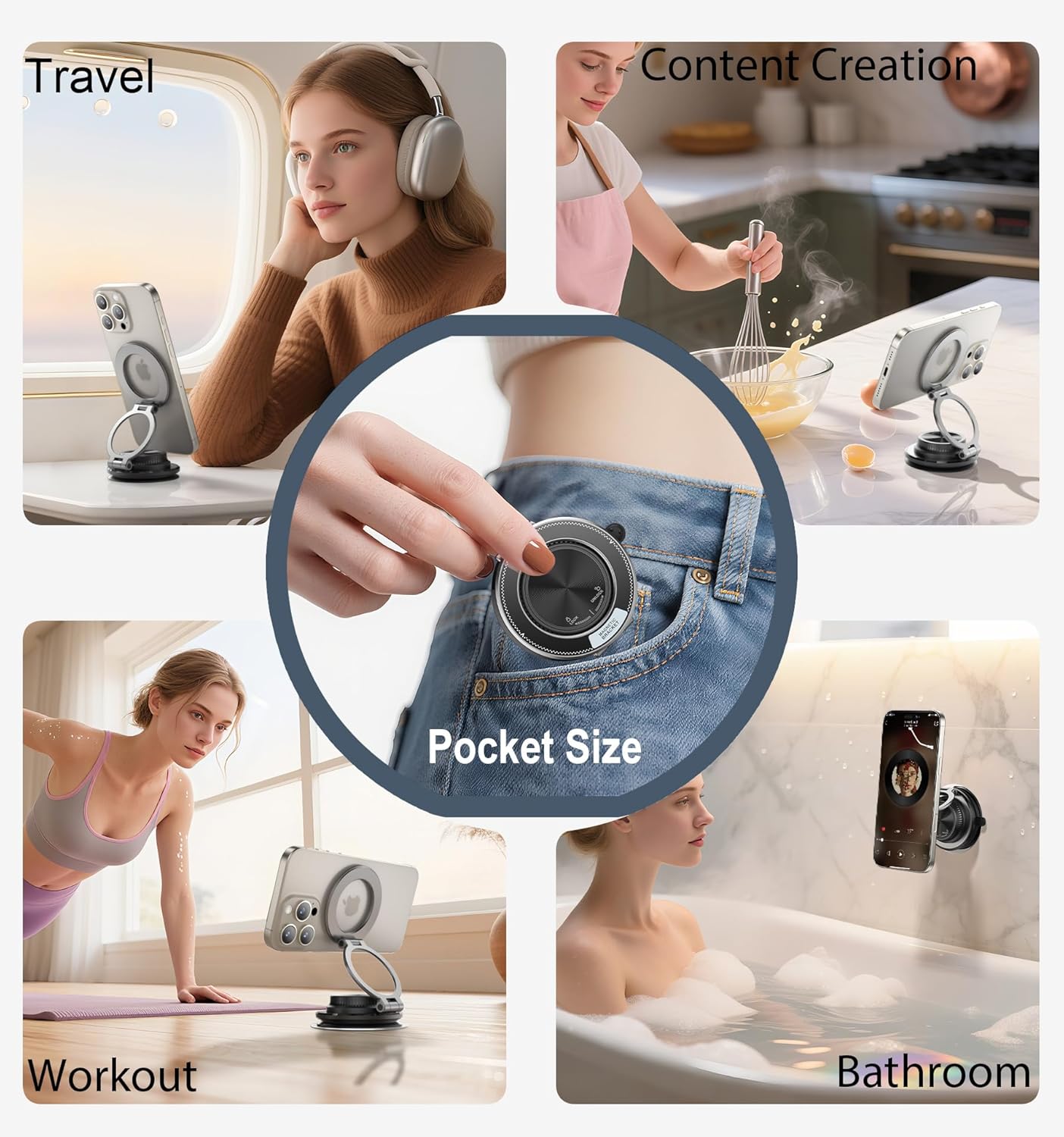 BOCLOUD 2026 360 109 LBS 16 15 14... Next-Gen Suction Cup Phone Mount Cute Zinc Alloy Phone Stand Vacuum Magnetic Car
