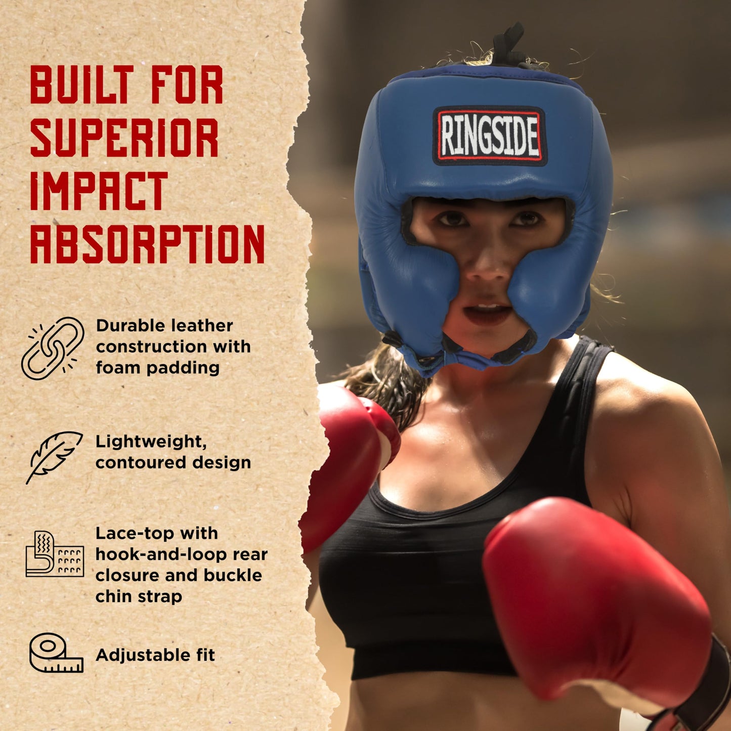 Ringside Competition Boxing Headgear, USA Boxing-Approved Leather Headgear with Cheek Protection, Great for MMA, Muay Thai, Kickboxing, and Training, Ideal for Men and Women, Black, XL