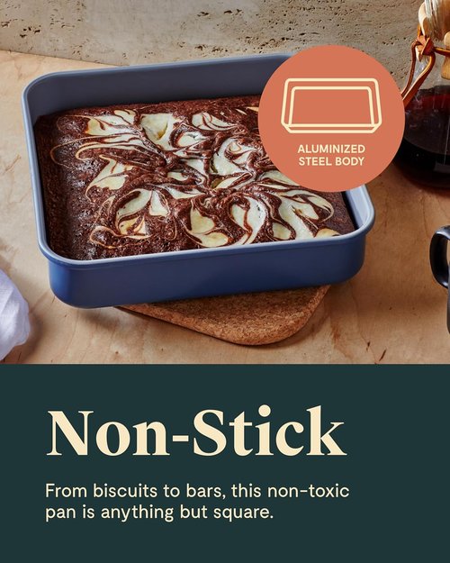 Caraway Non-Stick Ceramic 9” Square Pan - Naturally Slick Coating - Non-Toxic & PTFE Free - Ideal for Brownies & Cakes - Gray