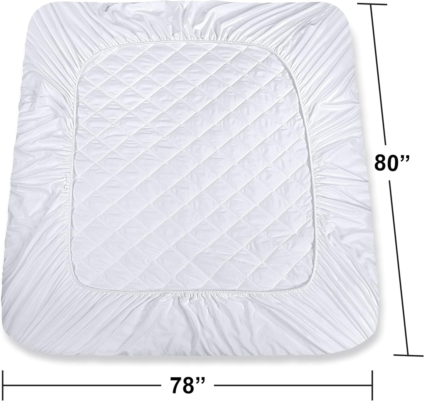 Utopia Bedding King Size Quilted Fitted Mattress Pad - Deep Pocket Protector, Machine Washable | White