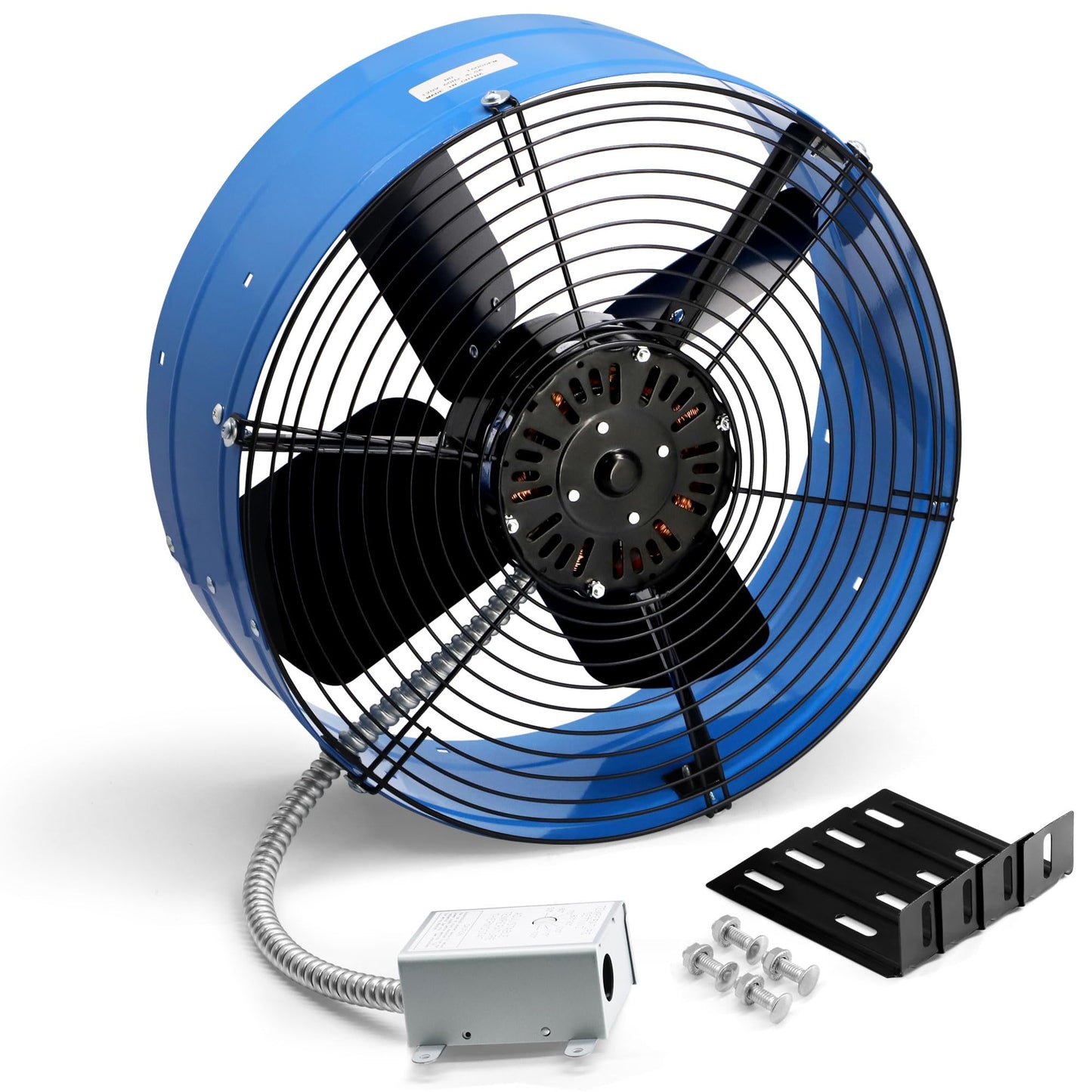Hipoilk Gable Mount Attic Fan with Adjustable Thermostat, 15 Inch Exhaust Fan for Attic, Garage, Shed, Shop Ventilation, 1600 CFM, 1050 RPM, 2400 SQF Coverage Area