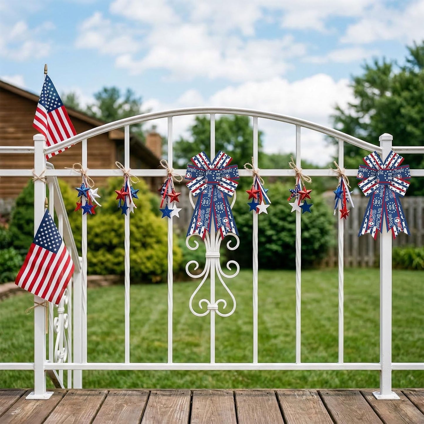 Threetols Patriotic Wreath Bows - 250th Anniversary Red, Blue & White Stripe | Indoor/Outdoor Decor