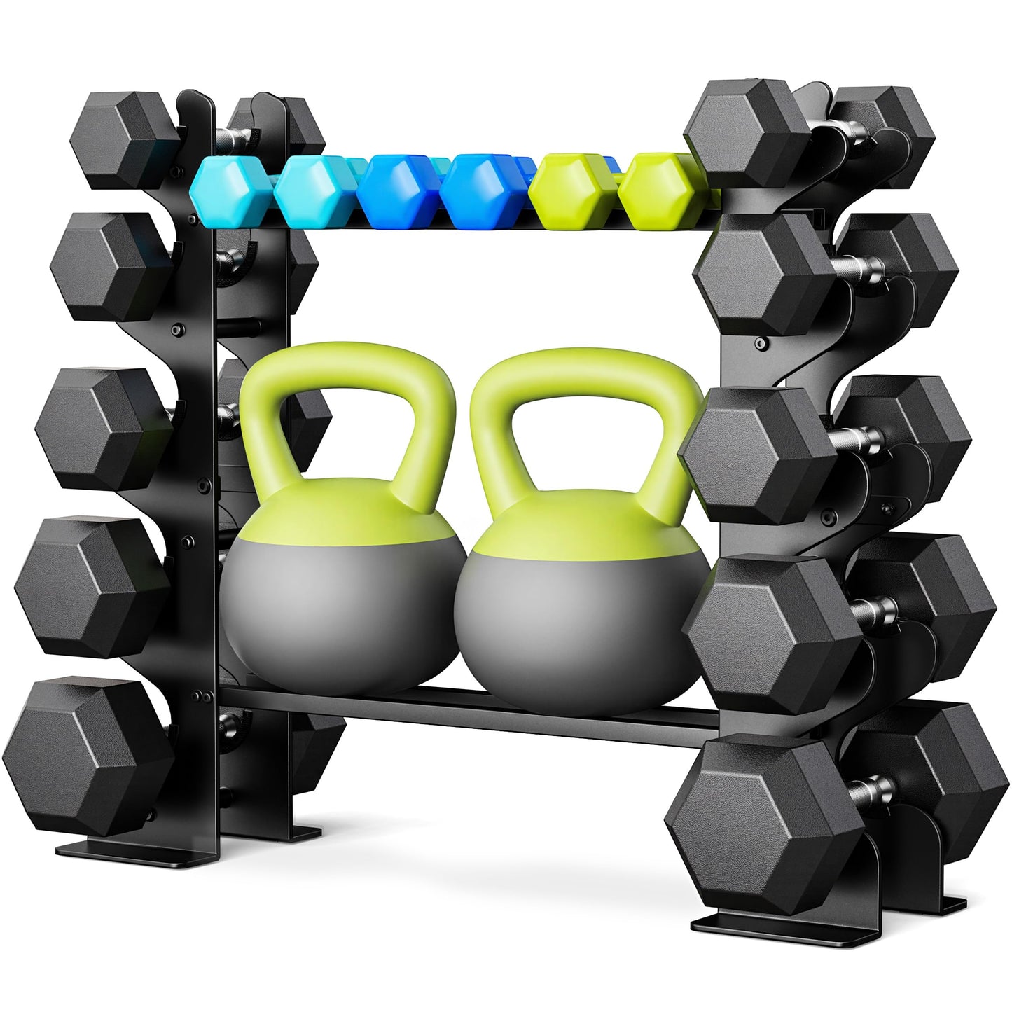 5-Tier Dumbbell Rack Stand for Home Gym: Rack Only Holder for Dumbbells, Free Weights, 500LB Capacity Heavy-Duty Compact Storage Organizer
