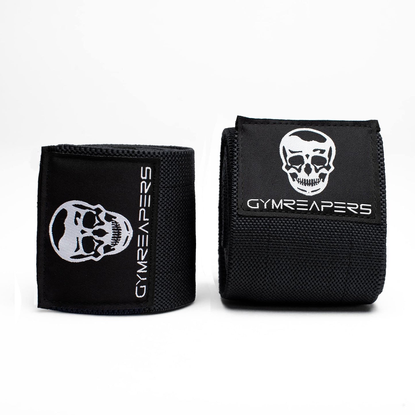 Gymreapers Weightlifting Elbow Wraps (1 Pair) - Flexible 40'' Elbow Compression Strap & Joint Support Brace - For Bench Press, Powerlifting, and Pressing (Black)