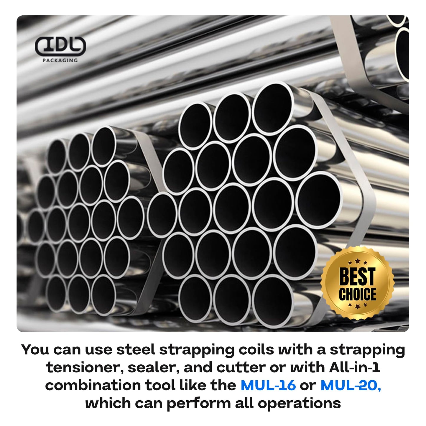 IDL Packaging - B.SSK.34.200 Portable 3/4" x 200' Steel Strapping Kit, 1700 lbs Break Strength – Full Packaging Strapping Solution – Standard Banding Kit