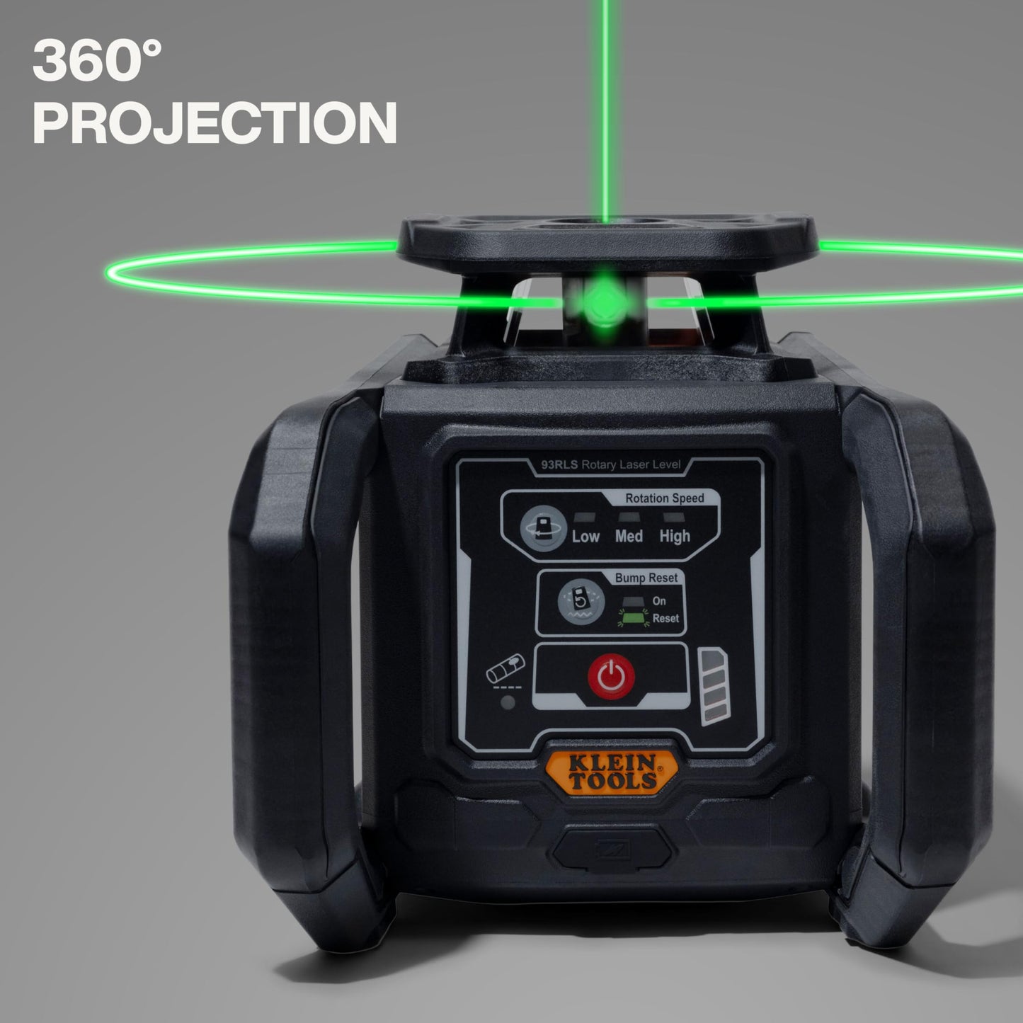 Klein Tools 93RLS Green Self-Leveling Rotary Laser Level Kit, Horizontal/Vertical with Plumb Spot, 1150-Foot Range, Rechargeable, Tripod, Detector, 9-Foot Grade Rod, Carrying Case, ≤ 5mW Class 3R