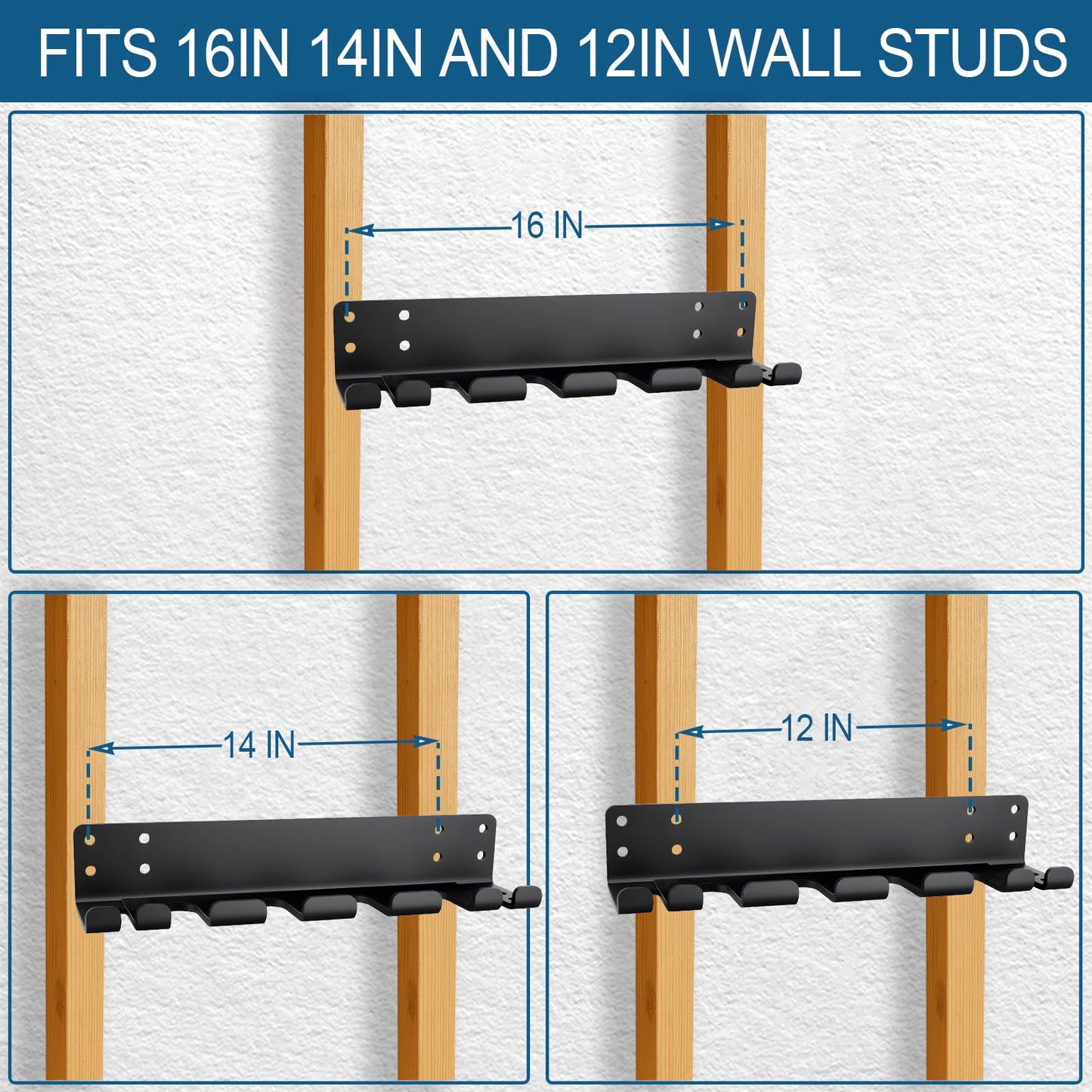 KDNVPS Heavy Duty Wall Mounted Barbell Holder, 5.8mm Thick Olympic Barbell Storage Rack with Hooks, Fits Bars Under 33mm, Space-Saving Home Gym Fitness Equipment Hanger