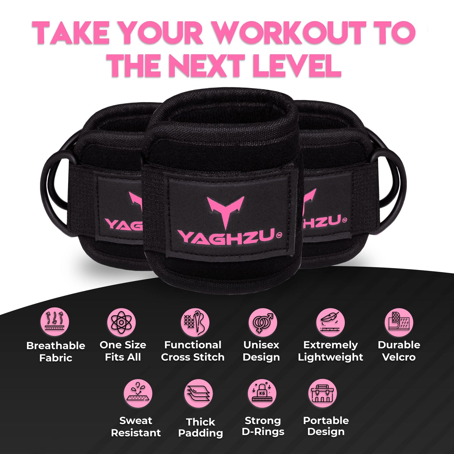 YAGHZU Ankle Straps for Cable Machines Women, Glute Kickback Cable Machine Attachments, Gym Ankle Cuffs, Wrist Cuffs for Workout, Leg Training Accessory, Fitness Gear for Home or Gym
