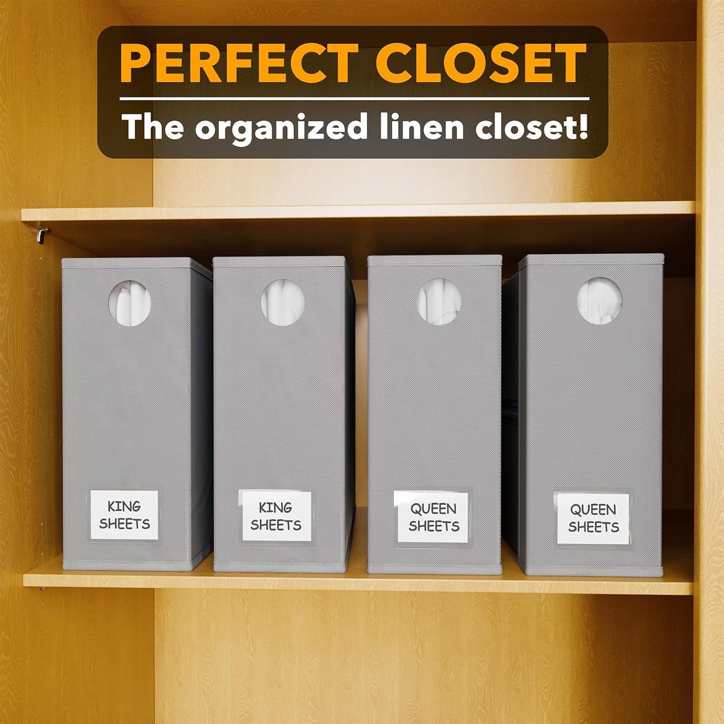 SpaceAid Bed Sheet Organizers - Foldable Linen Closet Storage | XL Queen & King Size, Gray