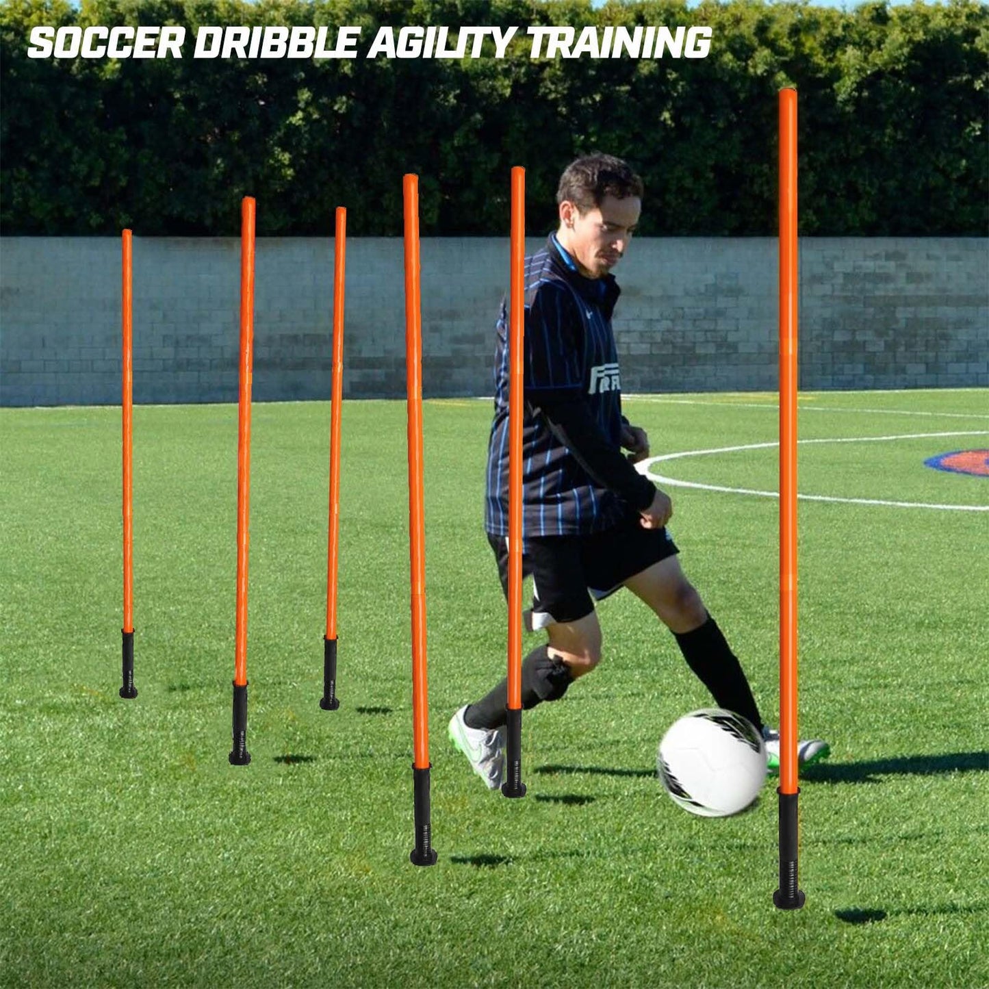 AKABIKE Agility Training Poles Set (Spike/Water/Rubber Base with 3.3ft/1m to 4.9ft/1.5m Poles)