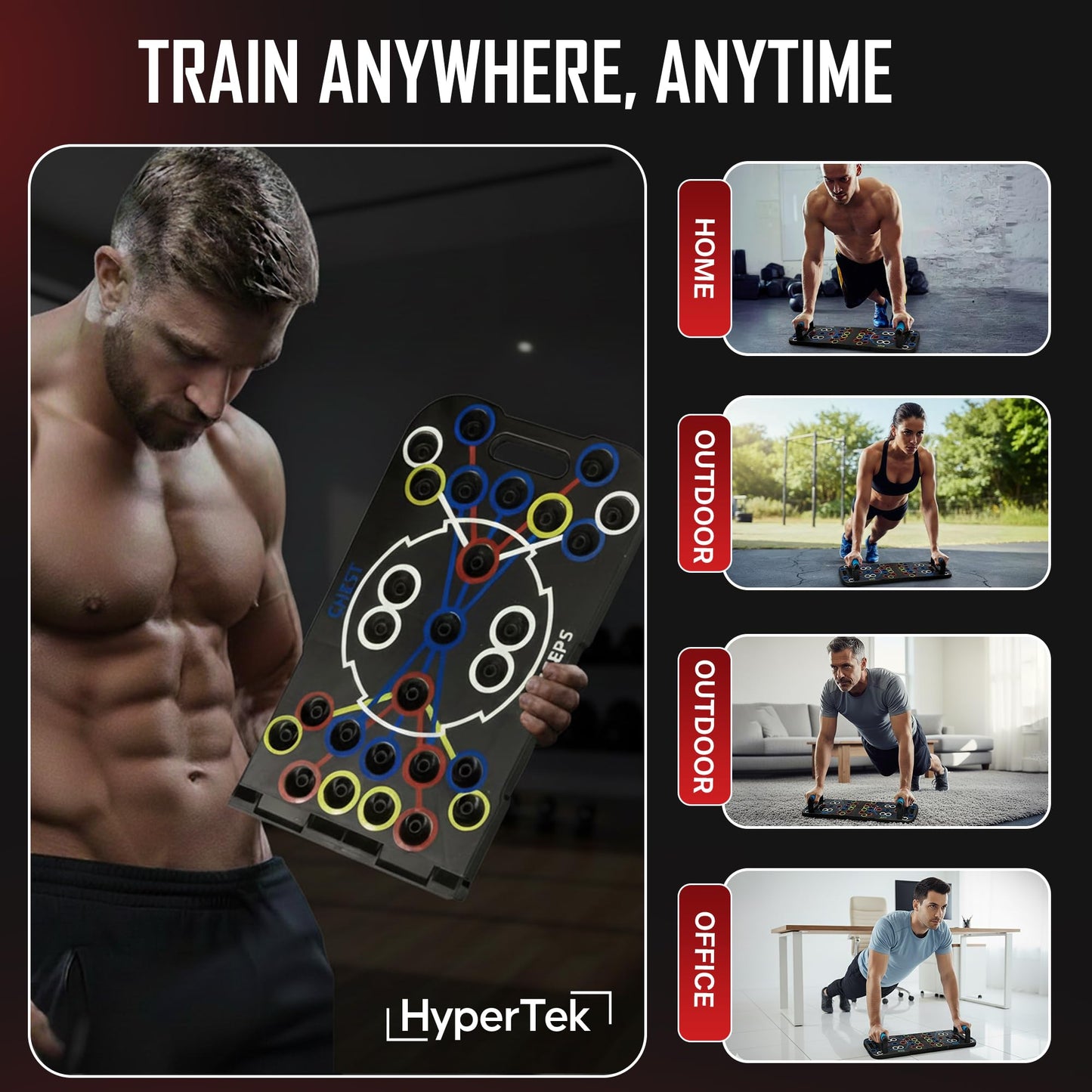 Hybertek 27 in 1 Pro Push Up Board | Multi Functional Foldable Push Up Stand for Strength Training, Fat Burning & Full Body Workout at Home | Muscle Training Push Up Bar Board for Men & Woman Fitness