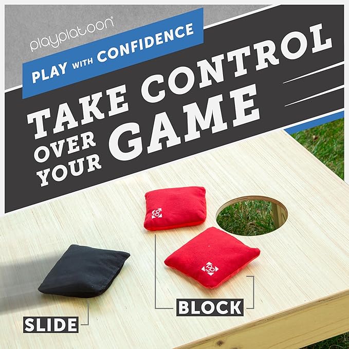 Professional Cornhole Bags - Set of 8 Regulation All Weather Double Sided - Sticky Side/Slick Side Bean Bags for Pro Corn Hole Game