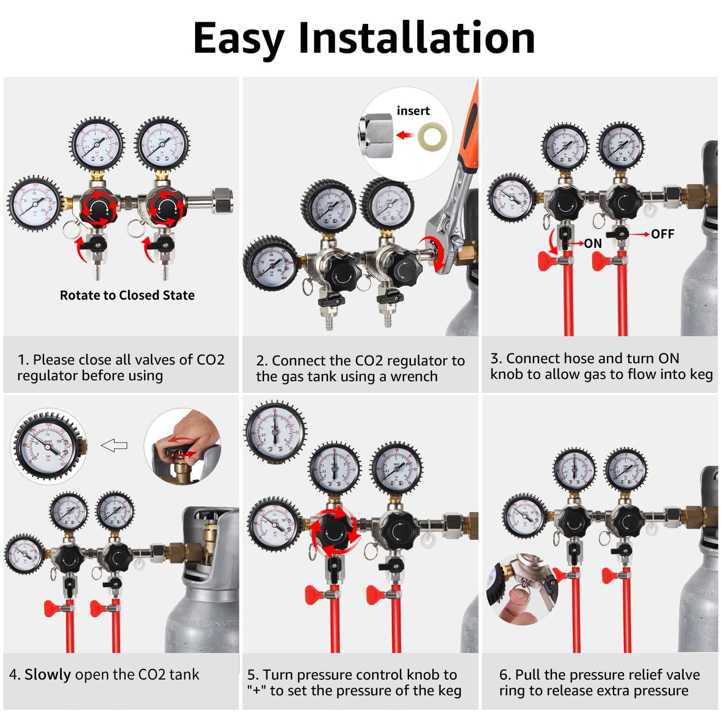 New Adjustable Dual Tap Kegerator Tower & Dual Keg Regulator CO2 Beer Pressure Regulator 0-60psi for Brewing