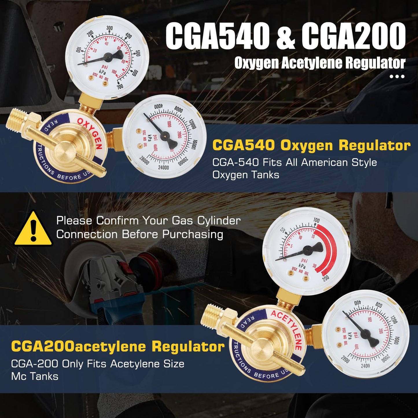 17 Piece Medium Duty Oxy Acetylene Gas Welding Outfit Tote Kit without Tanks with CGA540 Oxygen Regulator and CGA200 Acetylene Regulator for Welding,Cutting, Brazing and Heating