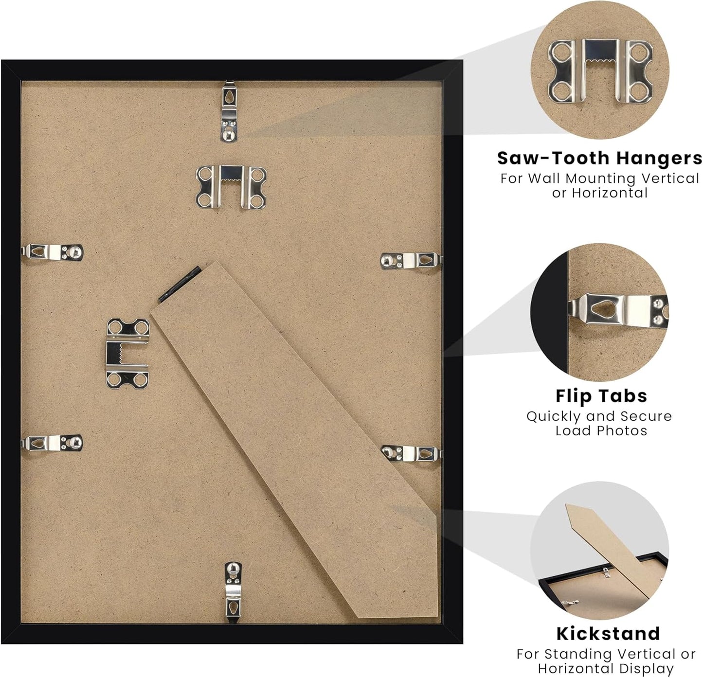 Upsimples 8x10 Picture Frame Set of 5 | Includes 8.5x11 Certificate Frame for Versatile Display