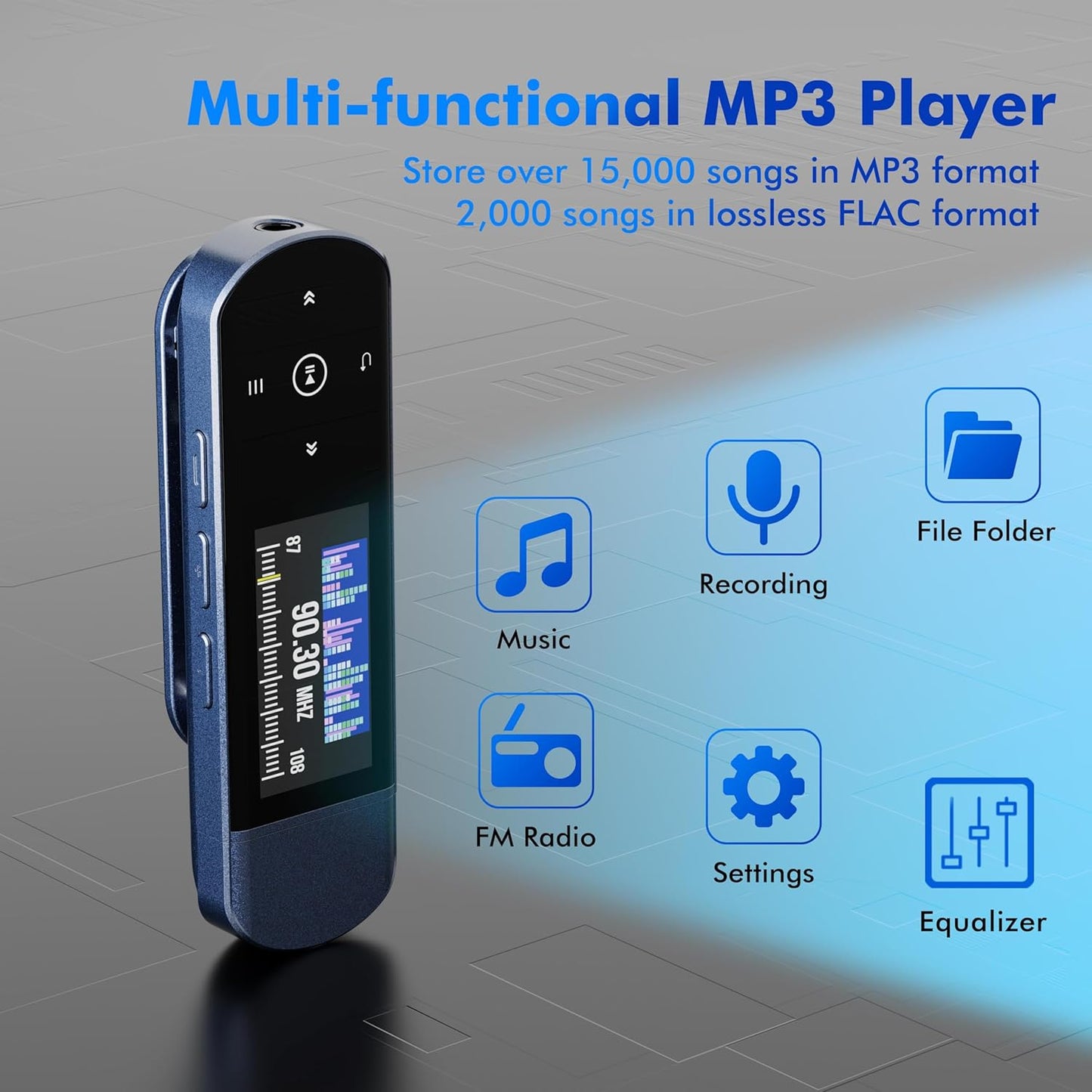 RUIZU 64GB MP3 5.3, MP3 USB Player with Bluetooth Clip Jam Portable Music Player for Sports Running, USB Player Stick