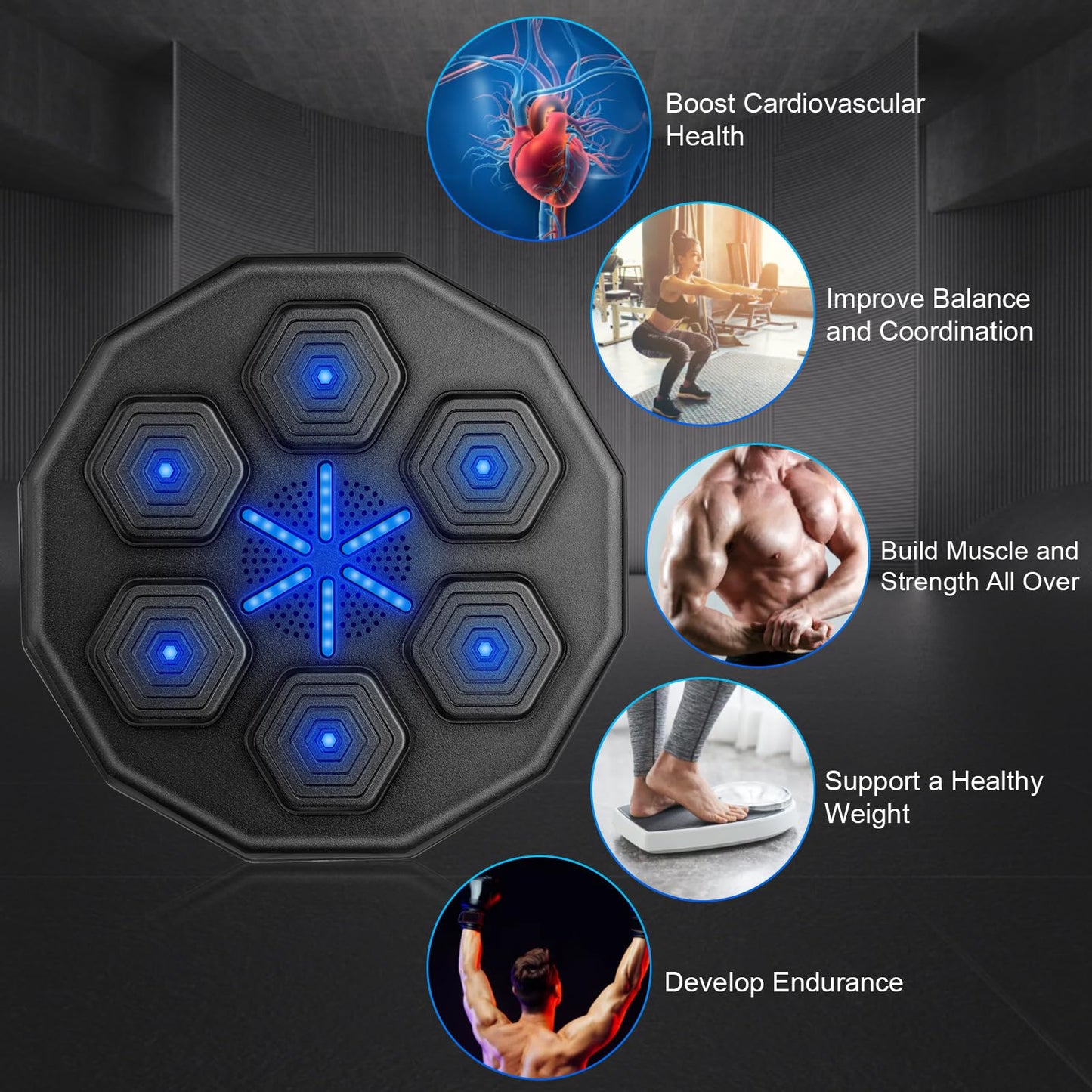 Beyn 2026 New Music Boxing Machine, Upgraded 2.0 Smart Bluetooth Music Boxing Parent-Child Games, Wall-Mounted Exercise Equipment for Home Exercise