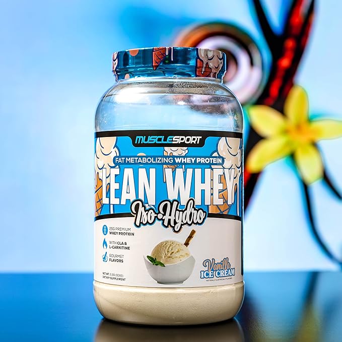 Musclesport Lean Whey Revolution??Protein Powder - Whey Protein Isolate - Low Calorie, Low Carb, Low Fat, Incredible Flavors - 25g Protein per Scoop (2LB, Vanilla)