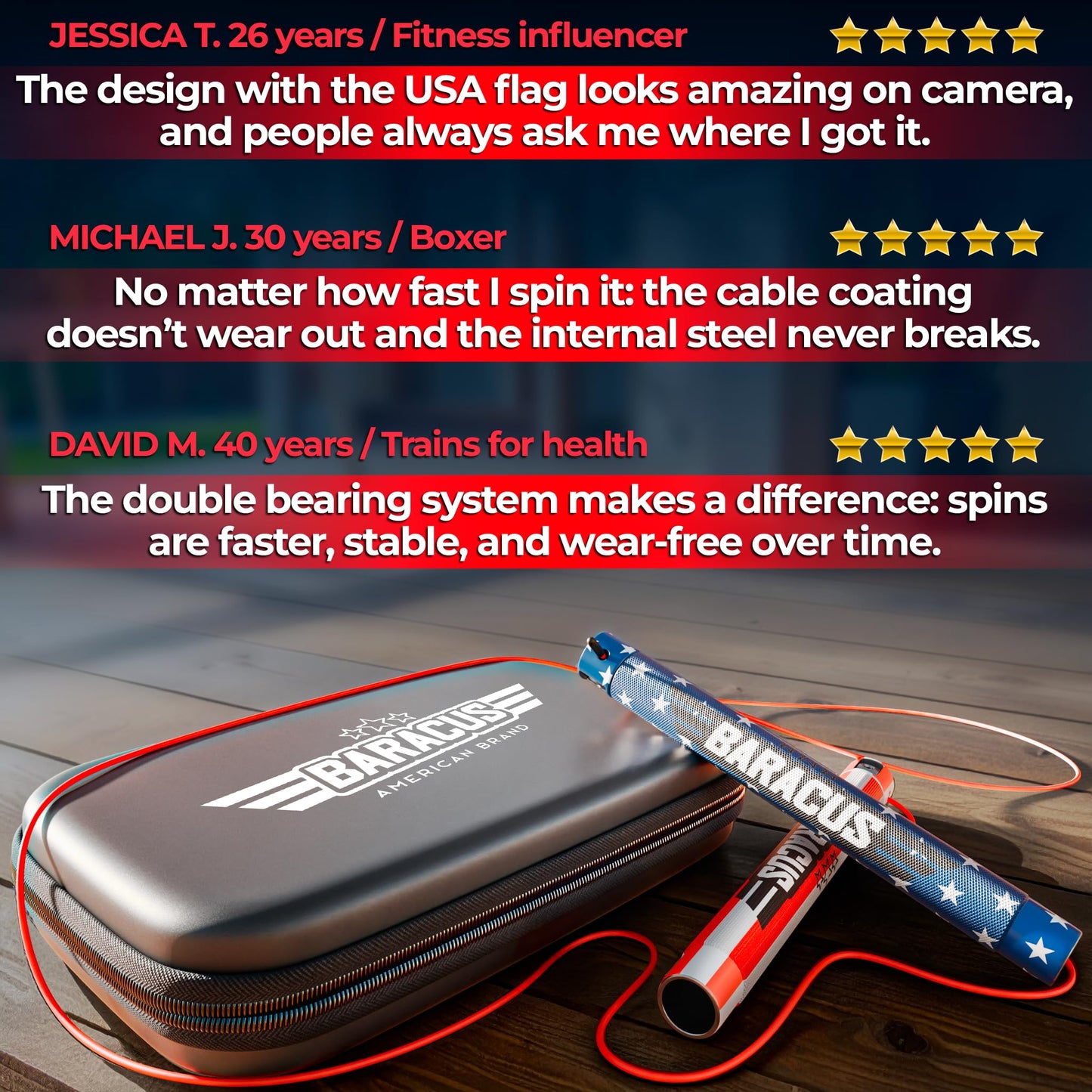 BARACUS Jump rope for women, men, kids | gym accessories for women | at home workout equipment | pesas para ejercicios en casa – Professional Speed Rope with Knurled Aluminum Handles & Hard Case