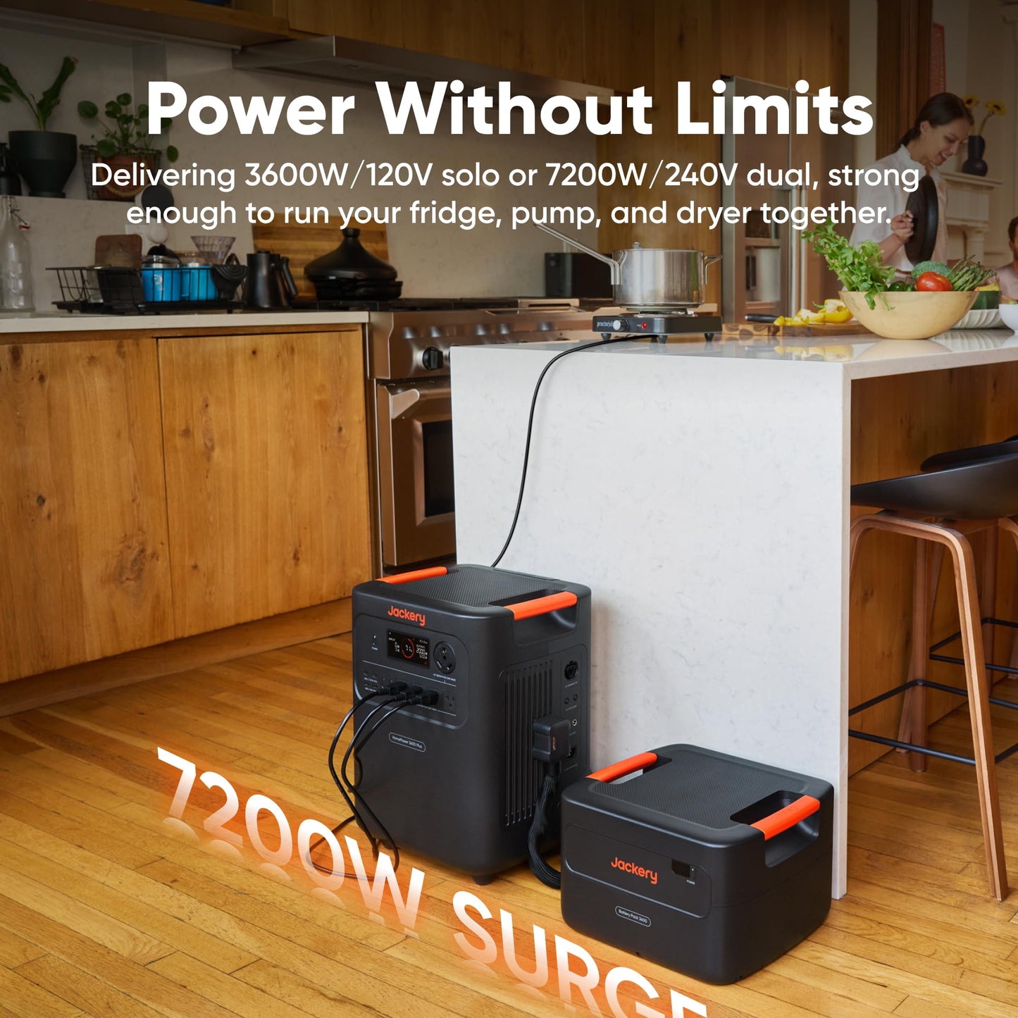 Jackery HomePower 3600 Plus Portable Power Station, 3600W AC Output, 3584Wh LFP Solar Generator, Expandable up to 21kWh, Essential Home Backup for Home Use, Emergencies, RV (Solar Panel Optional)