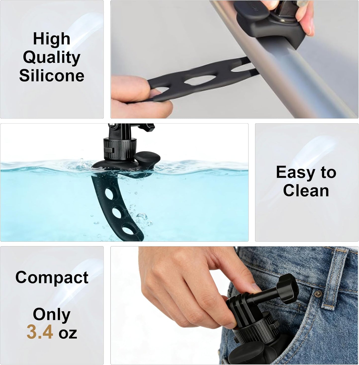 MINIFOCUS 360 GoPro/Insta360/DJI/Xtra Quick Release Flexible Camera Mount Wrap Band, Flexi Strap Mount, Bike Motorcycle