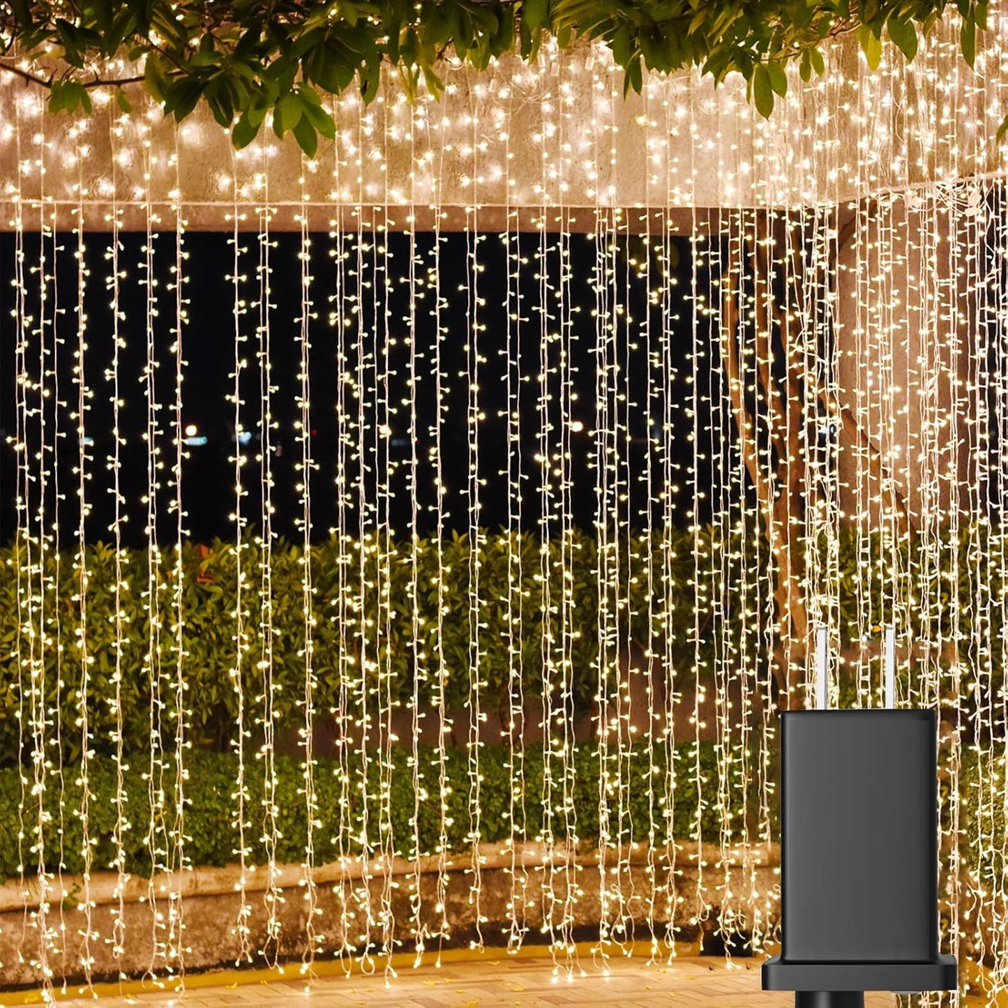 Solhice LED Curtain Lights - 800 Warm White Twinkle Lights for Outdoor & Indoor Décor | 40ft x 10ft