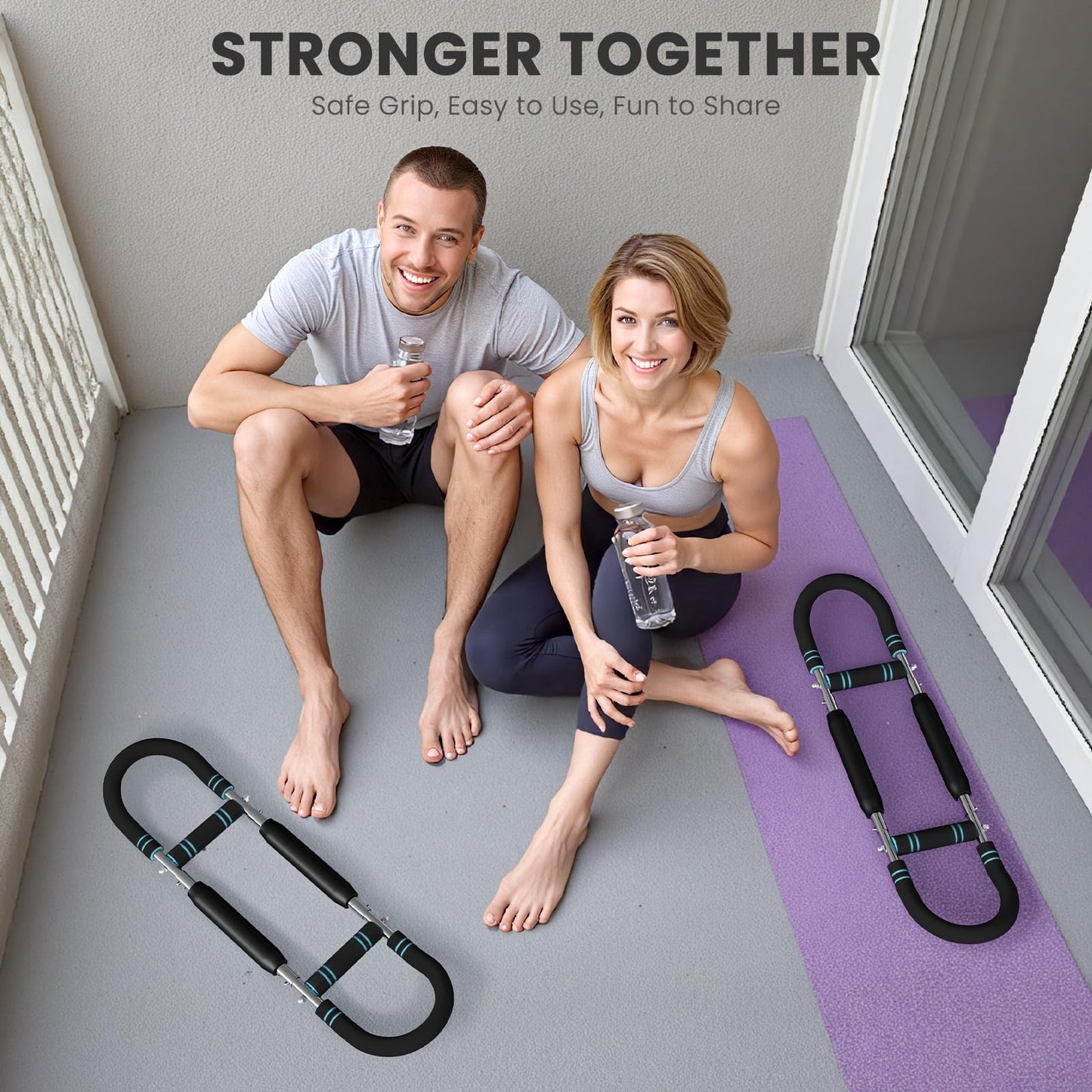 Sandpoy Twister Arm Trainer, 40-100lb Adjustable Chest Workout Equipment, Portable Chest Trainer for Men, Detachable Resistance Power Twister Bar for Home/Travel