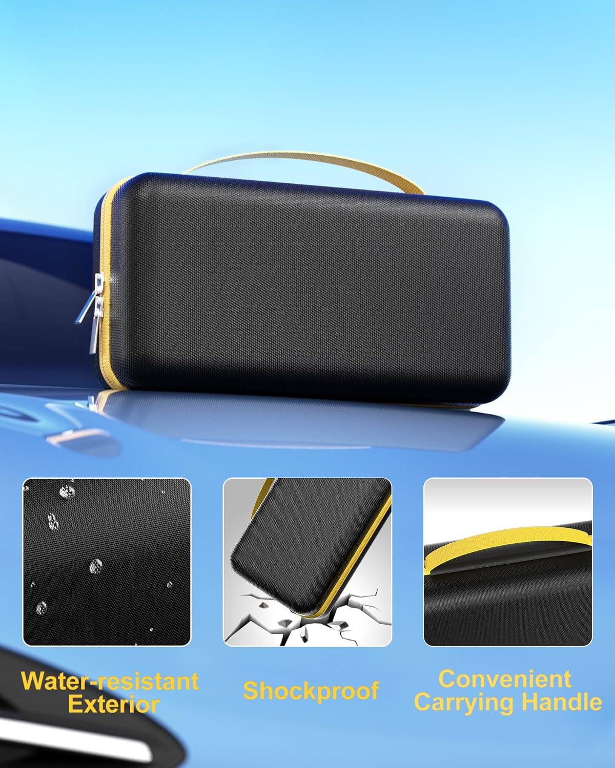 ProCase Hard Case for Fanttik Cordless Car Vacuum - Portable Travel Organizer with Mesh Pocket, Black