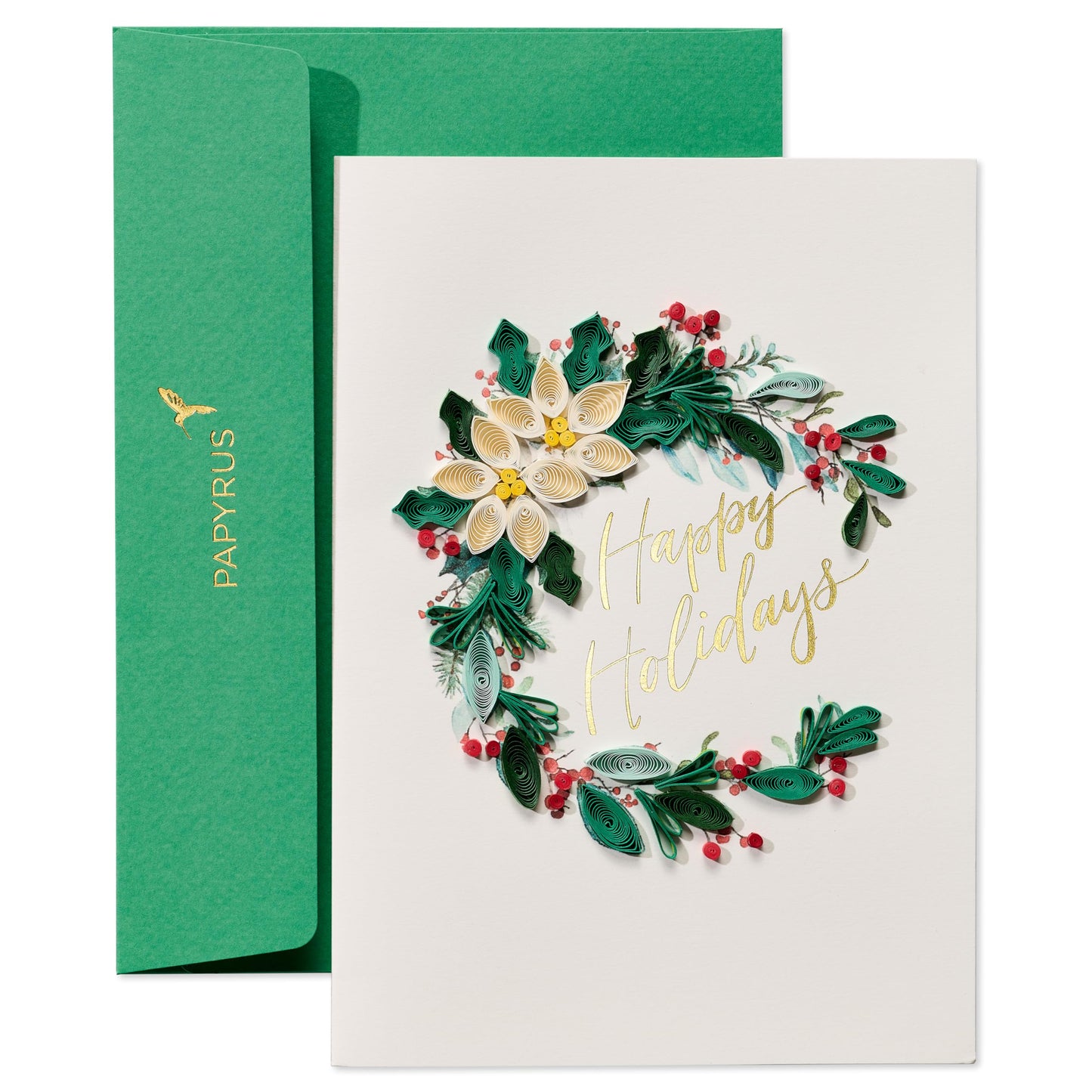 Papyrus Quilled Wreath Holiday Card, Perfect for Friends & Family (Warmest Wishes)