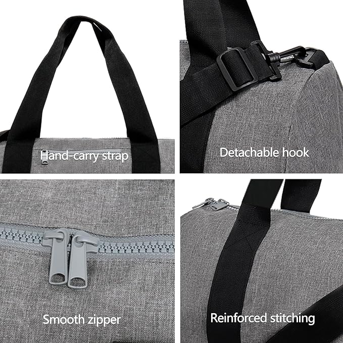 Small Gym Bag Duffel Bag for Women Men Fitness Sports Bag Workout Adjustable Detachable Shoulder Strap Lightweight Carry on Travel Duffle Bag