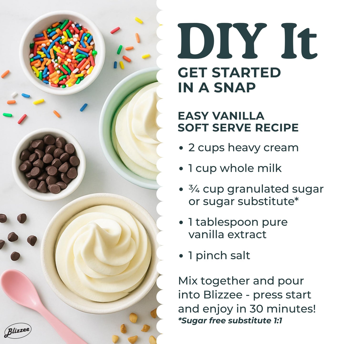 BLIZZEE Soft Serve Ice Cream Machine 1.25Qt | No Pre-Freezing Automatic Ice Cream Maker | Built-In Compressor | LED Digital Display | Perfect for Soft Serve, Frozen Yogurt, Dairy Free and More