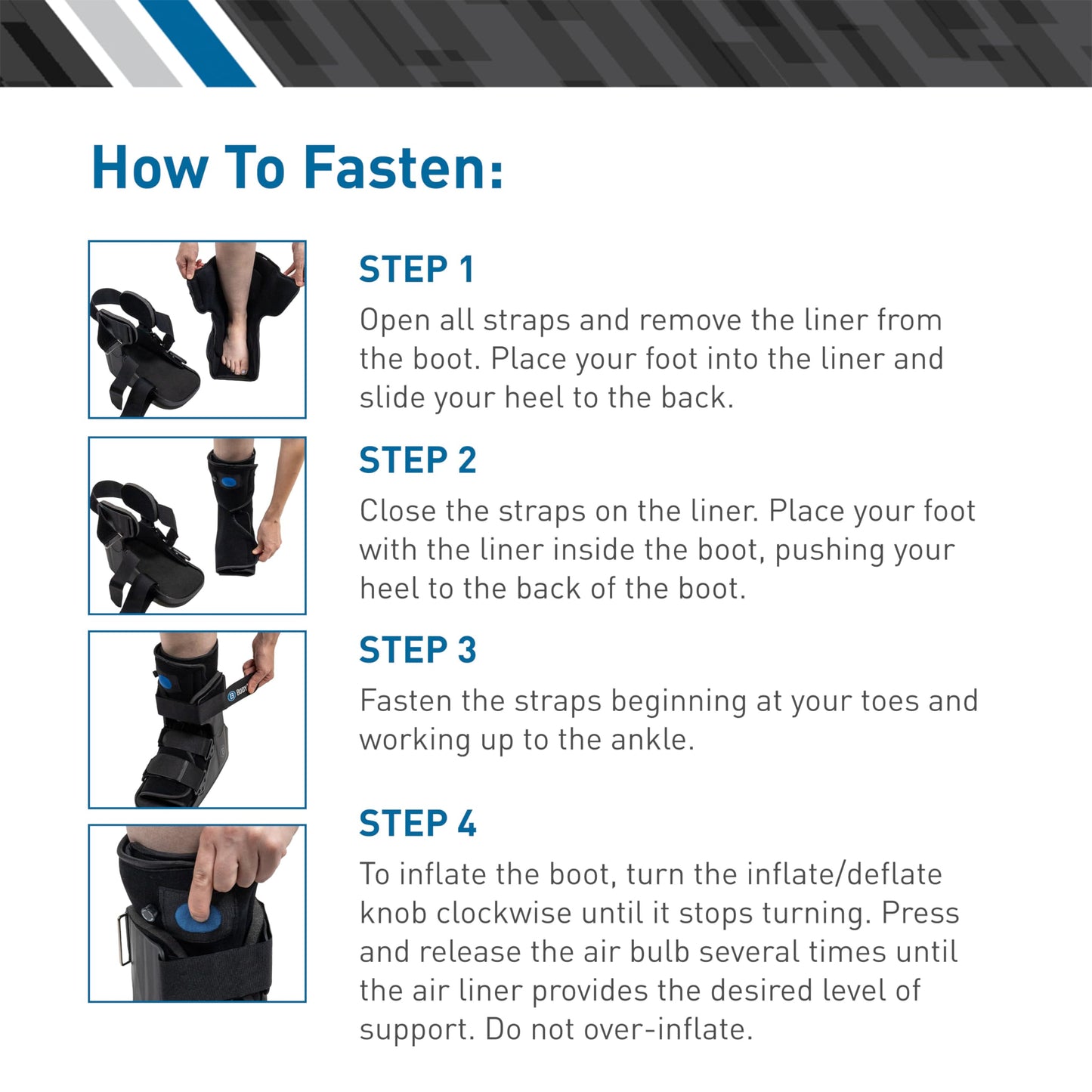 BodyMed Air CAM Walking Fracture Boot, Small, 11.5" Tall - Adjustable and Shock-Absorbing Support for Foot and Ankle Recovery - Fits Left & Right Foot