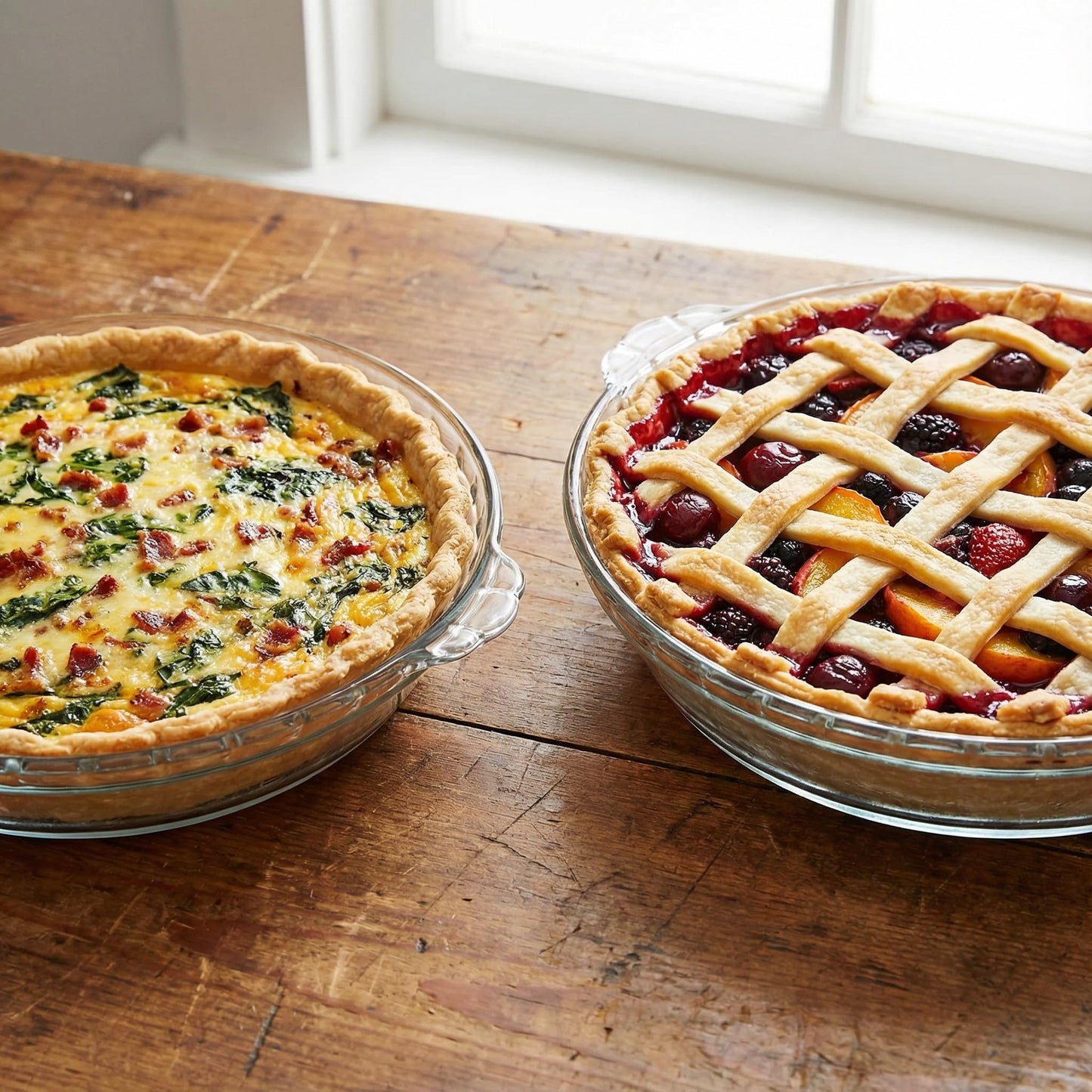 2-Pack Glass Baking Dish Set, Round Pie Glass Bakeware Pie Baking Dishes with Handles for Snacks Salads Desserts Dishwasher, Microwave, Freezer & Oven Safe (7 inch)