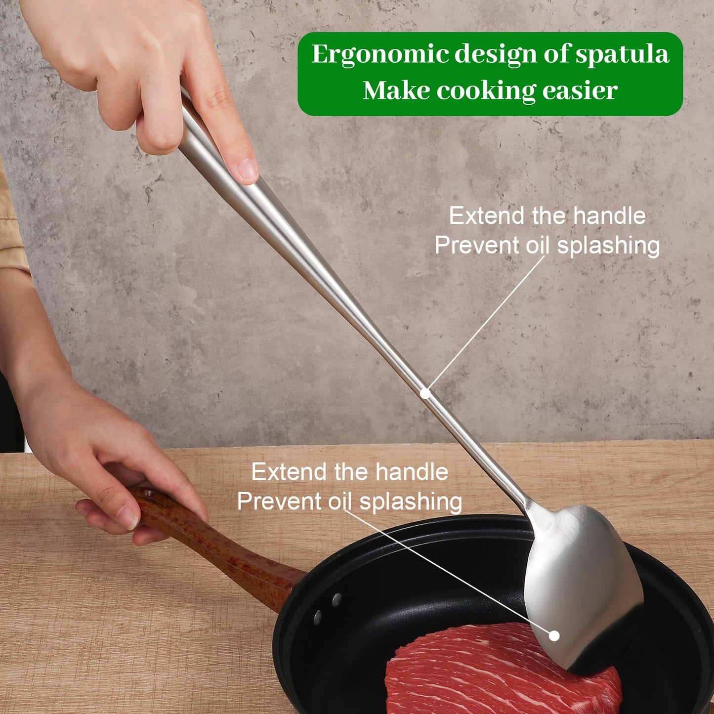 17” Wok Spatula and Ladle, Skimmer Spoon,Stainless Steel Wok Tools Professional Set,3pcs Extra Long Handle Cooking Tools, Metal Wok Cooking Utensils Set and Dishwasher Safe Wok Accessories