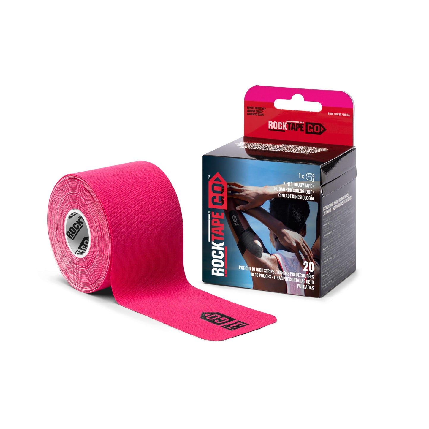 RockTape Go Gentle Adhesive Pre-Cut Kinesiology Tape (Pink)