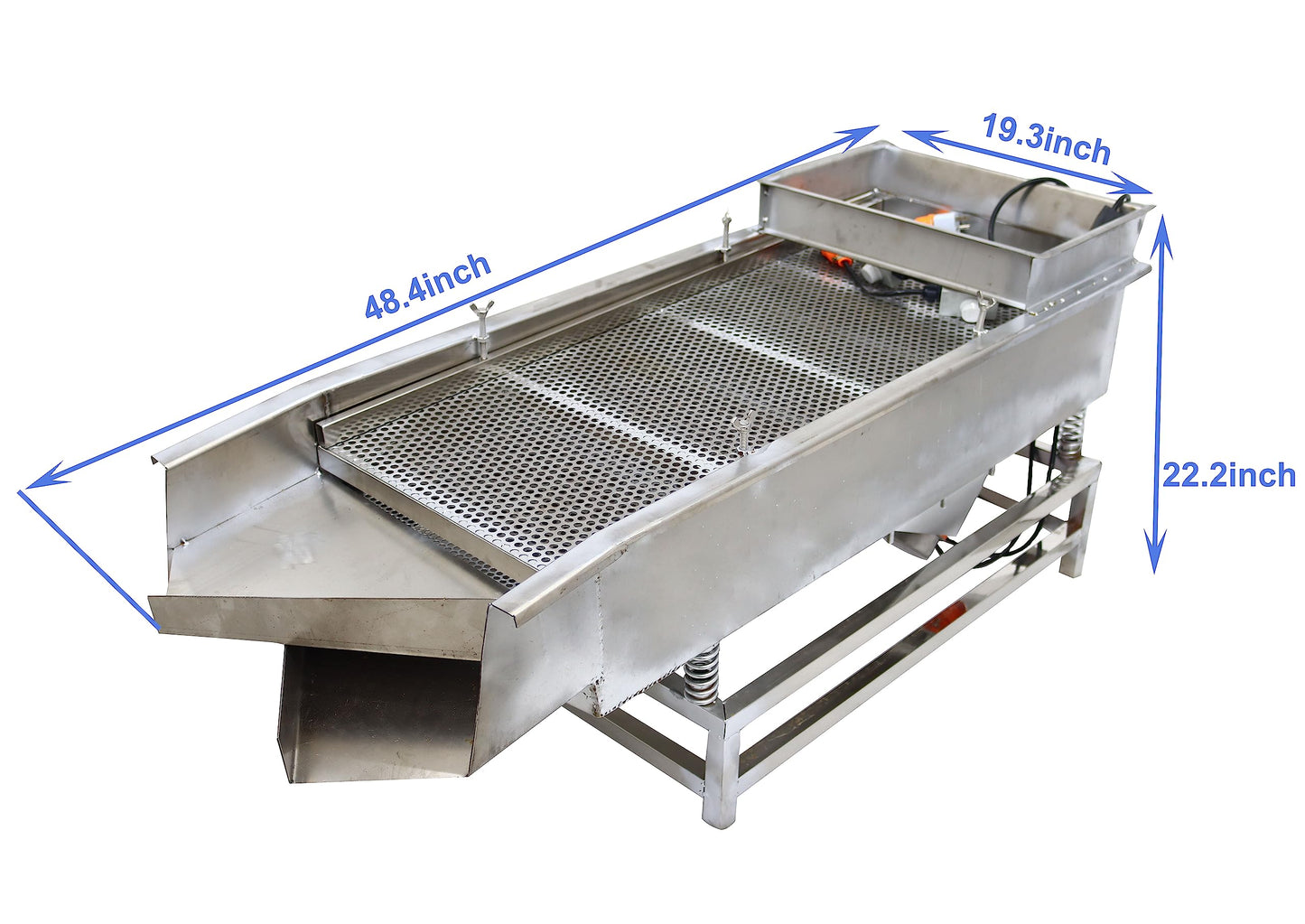 TECHTONGDA Straight Vibrating Sieve Screen Shaker Electric Linear Sifter Machine Stainless Steel Two Layers Two Motors 8mm 6mm Screen Size 15.7×37.4inch 110V
