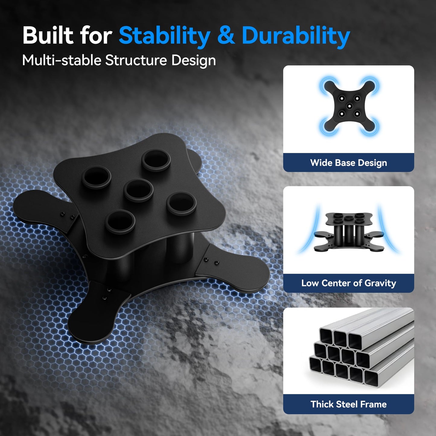 Vertical Barbell Holder for 2-Inch Olympic Bars – Bar Storage Rack for Barbells, Curl Bars, Triceps & Hex Bars