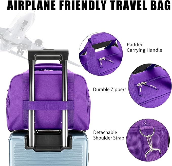 SeaRock 14 inch Small Gym Bag, Mini Duffel Bag for Women & Men, Carry On Lightweight for Travel Sport - Purple