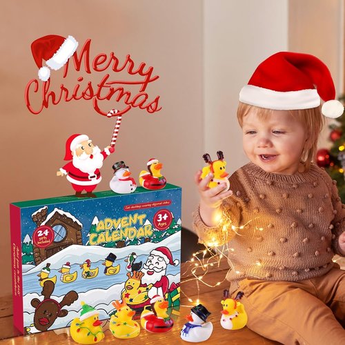 Advent Calendar 2025 - 24 Days of Fun Rubber Duck Set | Perfect Christmas Gifts for Kids Ages 3-6