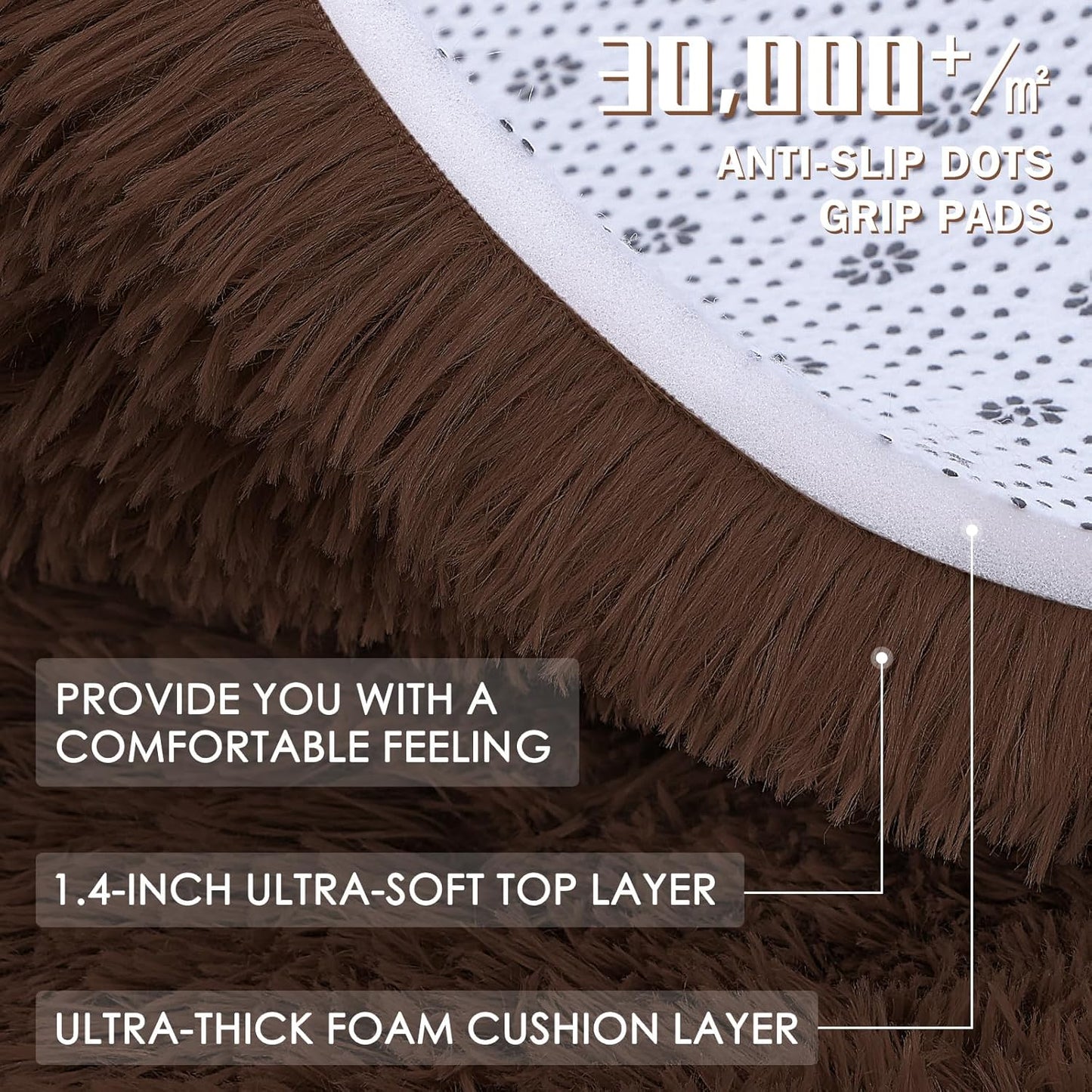 OLANLY Area Rugs - Soft Fluffy Shaggy Indoor Carpet for Living Room & Bedroom - 6x7, Machine Washable, Aesthetic Home Decor