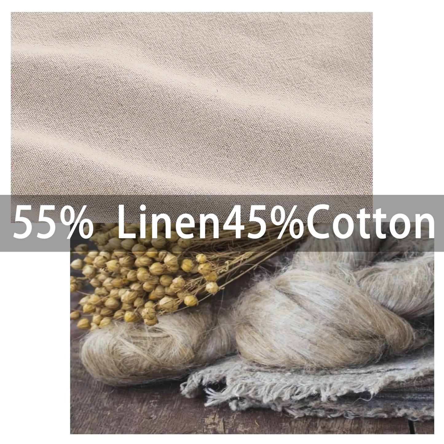 ATLINIA Linen Pillow Cases Standard Size - 20"x 26" Pillowcase Set of 2, Button Closure Cooling Breathable Pillow Cover, Bed Flax Linen Cotton Blend Farmhouse Netural Pillow Sham Linen Color